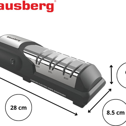 Klausberg Elektrisch Messenslijper - Diamant Slijpsteen - 3-Staps Slijpsysteem - Voor Keuken- en Sportmessen - KB-7945