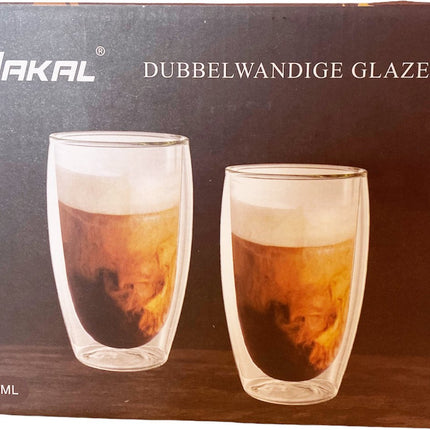 Dubbelwandig thermische Glas - latte macchiato glazen - Thermoglazen - Theeglazen - Handgeblazen - 450 ml - Set van 2