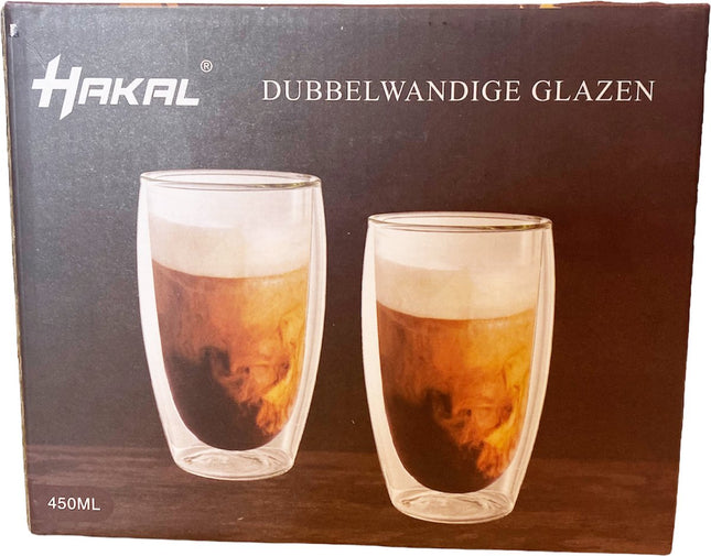 Dubbelwandig thermische Glas - latte macchiato glazen - Thermoglazen - Theeglazen - Handgeblazen - 450 ml - Set van 2