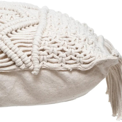 Atmosphera Sierkussen Macrame Ibiza voor binnen - 2x - ivoor wit - 30 x 50 cm - katoen/polyester