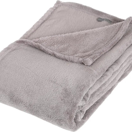 Atmosphera Fleece deken of plaid harig - 2x - lichtgrijs - 130 x 180 cm - polyester - Bankdeken - Fleece plaid