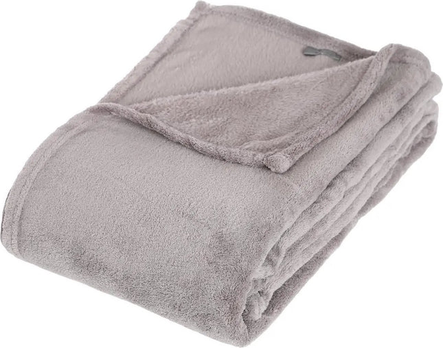 Atmosphera Fleece deken of plaid harig - lichtgrijs - 130 x 180 cm - polyester - Bankdeken - Fleece plaid