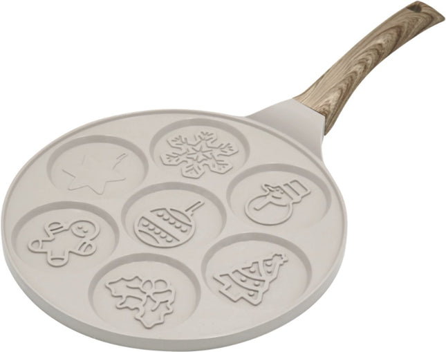 Klausberg KB-7970 Pannekoekenpan met 7 Vormen - Kerst Designs - Ø26.5 cm - Antiaanbaklaag - Geschikt voor Alle Kookstellen Inclusief Inductie - Ideaal voor Poffertjes en Mini Pannekoeken - Kerstfiguurtjes - Sneeuwpop