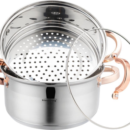 Klausberg 7731 - stoompan - 3 delig - 22 cm - rvs - alle warmtebronnen