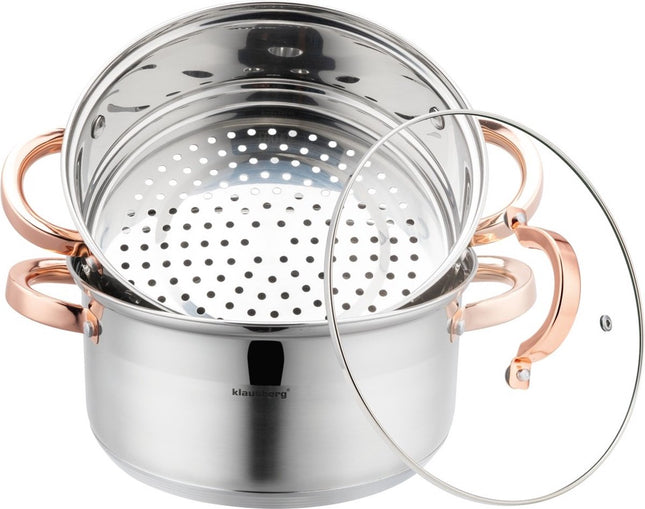 Klausberg 7731 - stoompan - 3 delig - 22 cm - rvs - alle warmtebronnen