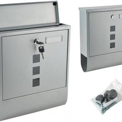 RVS Hangende Wand Brievenbus met slot - Postbus Mailbox - Krantenrol Wandbrievenbus van metaal - Zilver Kleurig