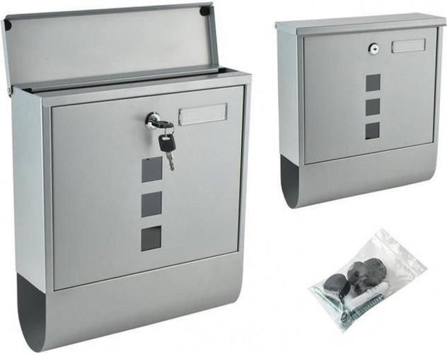 RVS Hangende Wand Brievenbus met slot - Postbus Mailbox - Krantenrol Wandbrievenbus van metaal - Zilver Kleurig