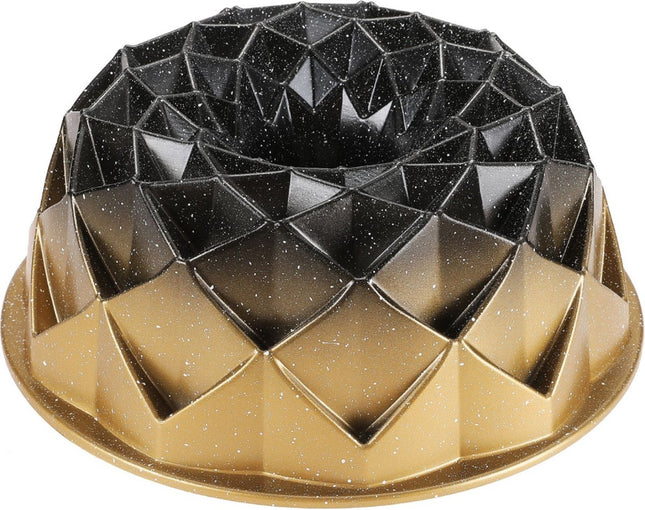 Bakvorm Gietaluminium geblokt 24cm - tulband bundt - Anti-aanbak Laag - Taartvorm - Springvorm - Goud - 24 cm