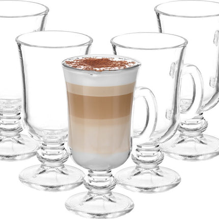 Kinvara Caffe Latte macchiato/koffie glazen model Paris - transparant glas - 6x stuks - 250 ml