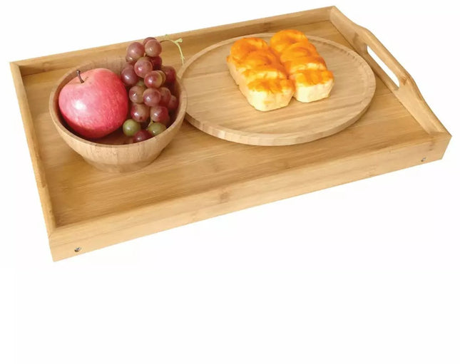 Kinghoff KH1502 Bamboe Ontbijttafel - Opvouwbaar Dienblad - 50x30x7 cm - Multifunctioneel (Ontbijt, Diner, Laptoptafel)