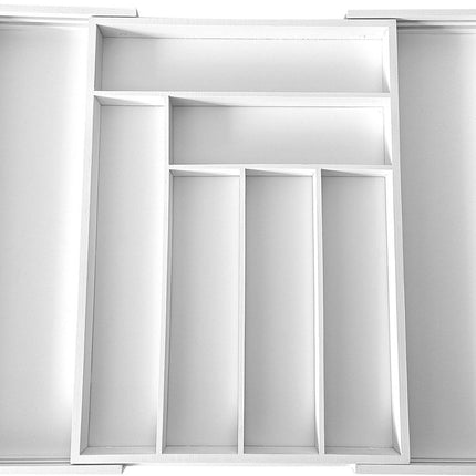 Kinghoff KH1748 Bamboe Lade-Organizer – Uitschuifbaar (31,5-52 cm), 8 Vakken, Wit - Besteklade Organizer - Bestek Organizer