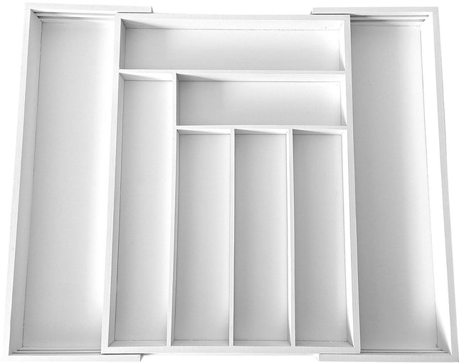Kinghoff KH1748 Bamboe Lade-Organizer – Uitschuifbaar (31,5-52 cm), 8 Vakken, Wit - Besteklade Organizer - Bestek Organizer