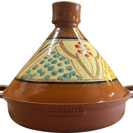 Marokkaanse Tajine 30 cm - Aardewerken Handgemaakte Deksel - Aluminium Bodem voor Alle Kookplaten (Inductie, Oven) - Traditionele Stoofpot