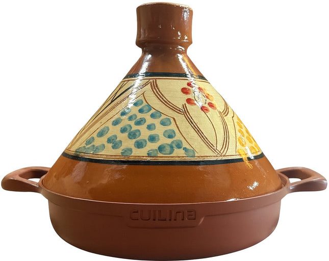 Marokkaanse Tajine 30 cm - Aardewerken Handgemaakte Deksel - Aluminium Bodem voor Alle Kookplaten (Inductie, Oven) - Traditionele Stoofpot