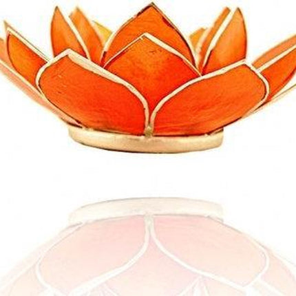 Lotus sfeerlicht oranje 2e chakra zilverrand - 13.5 cm - S