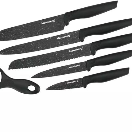 Klausberg KB7613 Keukenmessen Set - 6-deligs - Marmer Look - Scherp & Slijtvast - Antislip Handvatten - Roestvrijstaal