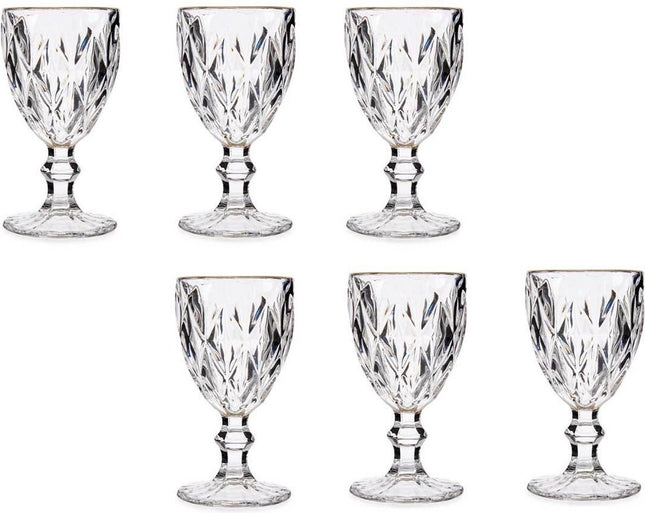 Vivalto Wijnglazen - 6x - kristal look - gouden rand - 254 ml