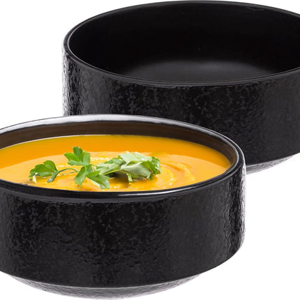Secret de Gourmet Soepkommen/schaaltje - 2x - Loft - keramiek - D15 x H7 cm - antraciet - Stapelbaar