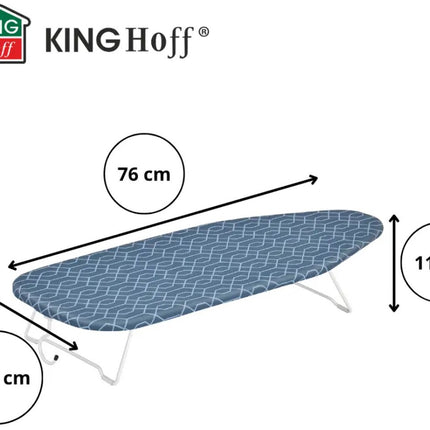 KINGHOFF KH-1936 Tafelstrijkplank – Compacte Inklapbare Strijkplank met Geperforeerd Stalen Strijkoppervlak – 76×30,5 cm