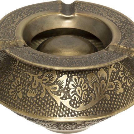 Terras asbak/stormasbak rond ijzer 12 x 8 cm goud - Buiten asbakken