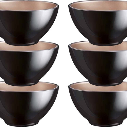 Luminarc Kommetjes/soepkommen/schaaltjes voor dessert/ontbijt - 6x - Glas - D13 x 6 cm - zwart