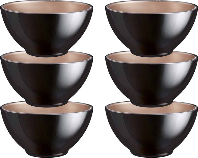 Luminarc Kommetjes/soepkommen/schaaltjes voor dessert/ontbijt - 6x - Glas - D13 x 6 cm - zwart