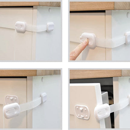 SIPO Strap Lock 6-delig - Verstelbaar Veiligheidsslot voor Laden en Kasten - Zelfklevende Meubelbeveiliging tegen Kinderen - Kastsloten -