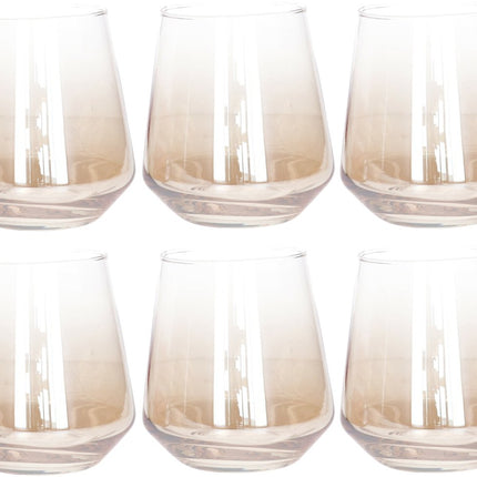 Secret de Gourmet Drinkglazen Olga Crystal - 12x stuks - amber glas - 450 ml - H11 cm - waterglazen - Sapglazen