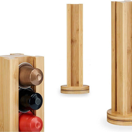 Arte R. Koffie cup/capsule houder/dispenser - bamboe hout - voor 20 cups - D11 x H30 cm - Geschikt voor Dulce Custo cups