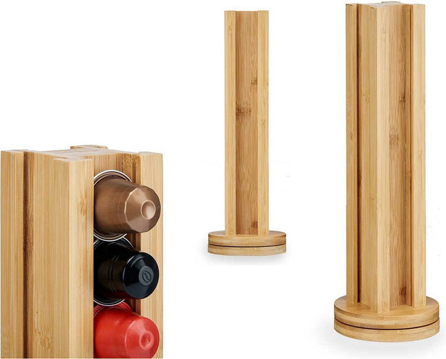 Arte R. Koffie cup/capsule houder/dispenser - bamboe hout - voor 20 cups - D11 x H30 cm - Geschikt voor Dulce Custo cups
