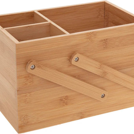 Luxe make-up Organizer met 2 traps –  Bamboe Hout