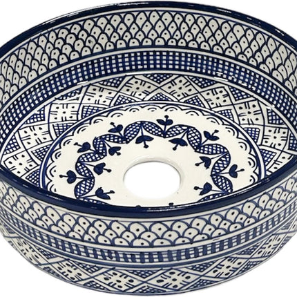 Marokkaanse keramische waskom 28 cm blauw