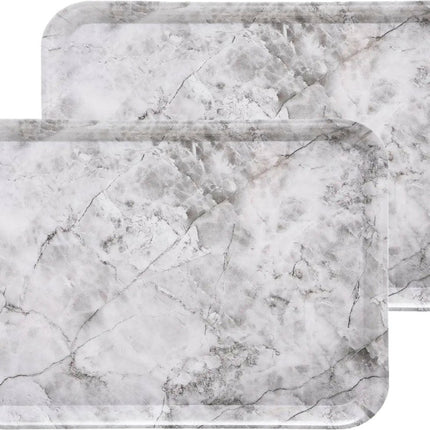 5Five Dienblad/serveer tray Marble - 2x stuks - Melamine - creme wit - 33 x 43 cm