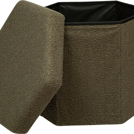 Atmosphera Poef/krukje/Hocker Jako - Opvouwbaar/Opslag box 60L - Olijfgroen - D40 x H38 cm - MDF/polyester