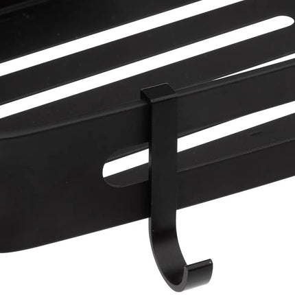 5Five Badkamer organizer - zwart - metaal - zeep bakje met haakjes - 32 x 13 cm - douche rekje