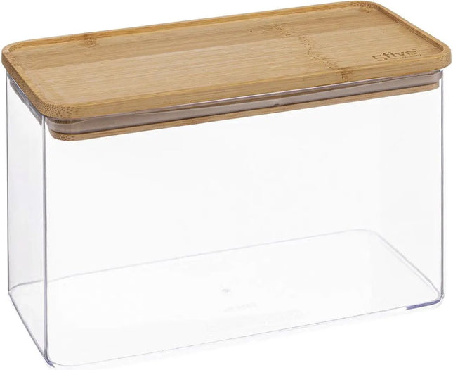 5Five Keuken voorraadpot - Berlino - kunststof/bamboe - 2000 ml - 14 x 10 x 20 cm
