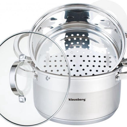 Klausberg 7138 - stoompan - 3 delig - 20cm - rvs - alle warmtebronnen