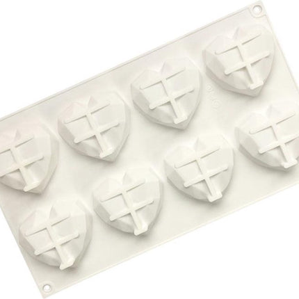 Siliconen 3D hart bakvorm mal voor chocolade -  desserts - cake - zeep - Geometric heart mold - Wit/Roze