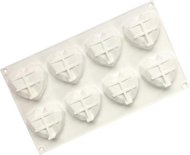 Siliconen 3D hart bakvorm mal voor chocolade -  desserts - cake - zeep - Geometric heart mold - Wit/Roze