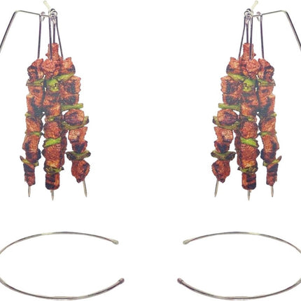 BBQ Grill2 Spiezen Houders met  10 Spiezen - Barbeque Spies Houder - Grill - Kebab - Sate Pennen - Vleespennen - Spiezen