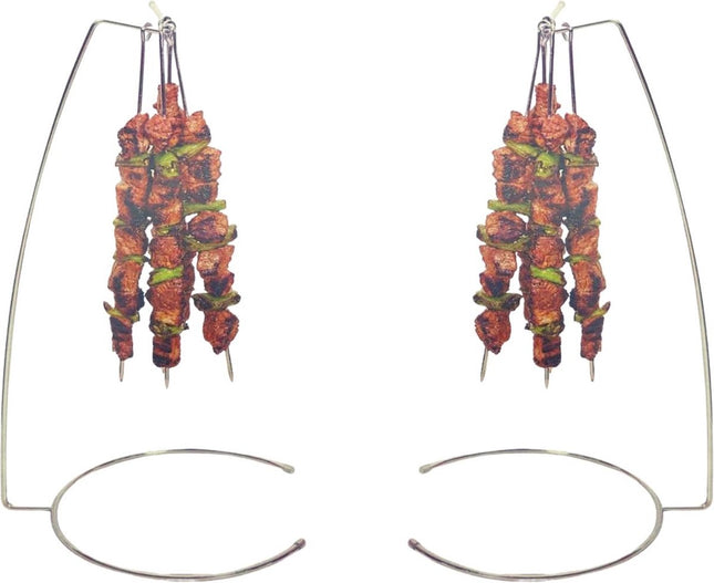 BBQ Grill2 Spiezen Houders met  10 Spiezen - Barbeque Spies Houder - Grill - Kebab - Sate Pennen - Vleespennen - Spiezen