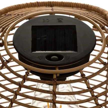 Atmosphera Solar tuin lantaarn - naturel - rotan kunststof - 30 x 30 cm - buiten - Led licht
