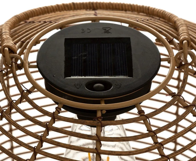 Atmosphera Solar tuin lantaarn - naturel - rotan kunststof - 30 x 30 cm - buiten - Led licht