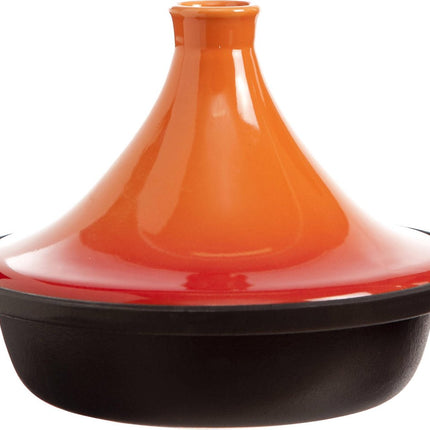 Cosy & Trendy Tajine Zwart / Oranje - Gietijzeren Schaal - Ø25cm - Geschikt voor Inductie