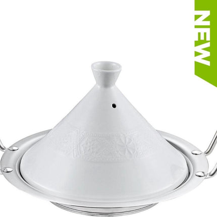 Teffo Tajine Ø 30 cm - Graniet - Geschikt voor alle warmtebronnen, inclusief inductie - Wit, Zilver