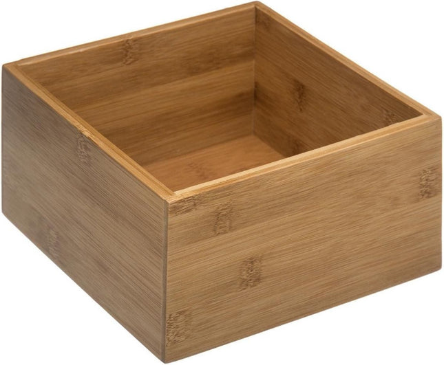 5Five - Opberg/sorteer/lade verdelers bakjes bamboe 18 x 18 x 9.5 cm - Set van 4x stuks