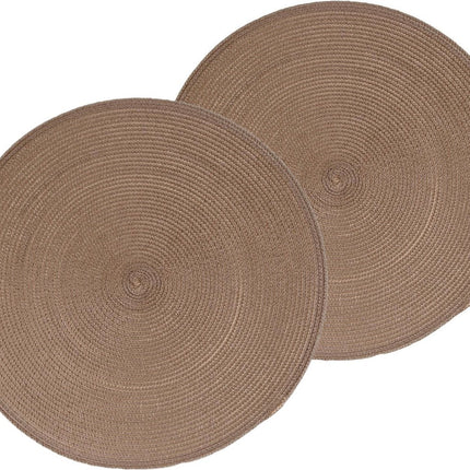 Secret de Gourmet ronde placemat - Set van 12x stuks - taupe - gevlochten kunststof - Dia 38 cm - Onderleggers