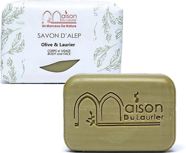 Zeep, Aleppo, ongeparfumeerd maar met de typische Aleppo zeepgeur, Maison du Laurier, vegan, 100 gram