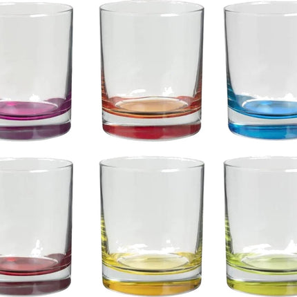Drinkglas met gekleurde bodem - set van 6 stuks - 350cl