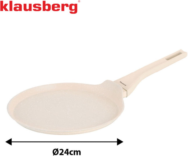 Klausberg KB-7958 Pannenkoekenpan 24 cm | Marmer Anti-aanbaklaag | Geschikt voor Inductie | Crème | Crepepan